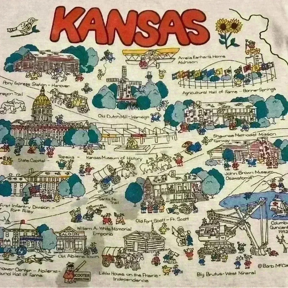 Vintage single stitched 1988 Kansas tourist T-shirt - Picture 1 of 7